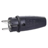 Foto van Stekker 16A 230V RA zwart IP44 Rubber 