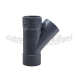 Foto van Sanitair T-stuk PVC 40mm 45 gr. 3x lijm 
