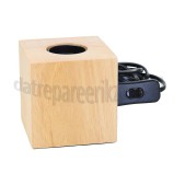 Foto van Calex Lamphouder Tafelarmatuur met schakelaar, hout E27, 1,8m snoer, max. 1x40W 