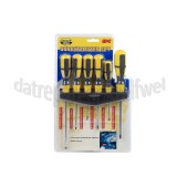 Foto van Benson Schroevendraaier Plat/kruis + wandhouder Plastic greep zwart/geel 