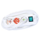 Foto van Tafelcontactdoos 3x1,5mm2 3500W RA wit 3m 3v tafelcontactdoos met schakelaar 