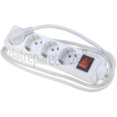 Foto van Tafelcontactdoos 3x1mm2 2500W RA wit 1,5M 4v tafelcontactdoos met schakelaar 