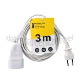 Foto van Q-Link Snoer 2x0,75mm2 575W 2,5A wit 3M Verlengsnoer met eurostekker 
