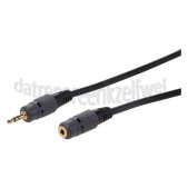 Foto van Easyfiks Jack Verlengkabel Jack 3.5mm Stereo Male - Jack 3.5mm Contra Stereo Female 5.0 Meter, Zwart, Verguld 