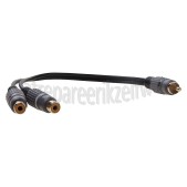 Foto van Easyfiks Tulp Splitter Tulp RCA Male - 2x Tulp Contra RCA Female 0.2 Meter, Verguld 