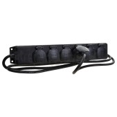 Foto van Brennenstuhl Tafelcontactdoos 3x1,5mm2 3500W 16A Zwart 2M 6-voudig, IP44 Spatwaterdicht, Zelfsluitende deksels 