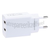 Foto van Easyfiks Oplader 230V, 2.1A/5V, 2-poort, wit Universeel USB 