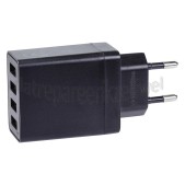 Foto van Easyfiks USB Oplader 230V, 4.8A/5V, 4-poort, zwart Universeel USB 