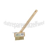 Foto van Benson Borstel Voegenstaalborstel met steel 30cm 3 rijen messing borstels 