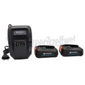 Foto van Gardena Accu Startset, snellader en 2x 2,5Ah accu Power For All gereedschappen 