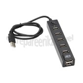 Foto van ACT Hub 7 Poorts USB Hub met Aan/Uit Knop USB 2.0, Zwart 