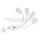 Foto van ACT Hub Flexibele 4 Poorts USB Hub USB 2.0 Wit 