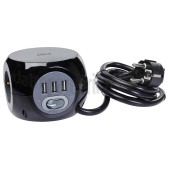 Foto van ACT Tafelcontactdoos Stekkerdoos Kubusvormig, 1,5m 3-voudig incl. 3 USB poorten 