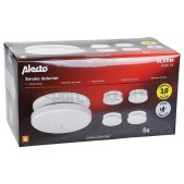 Foto van Alecto Rookmelder Alarmsignaal 85dB, Optisch, 5 stuks, Wit Incl. 9V batterij, met time-out functie 