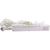 Foto van Q-Link Tafelcontactdoos 3x 1.5mm2 5 Meter Wit, Schakelaar 6 Voudig Randaarde 