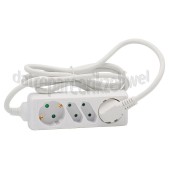 Foto van Q-Link Tafelcontactdoos 3x 1.5mm2 1.5 Meter Wit 2x Eurostekker, 2 Voudig Randaarde 