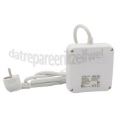 Foto van Q-Link Tafelcontactdoos 3x 1.5mm2 1.5 Meter Wit, Vierkant 4 Voudig Randaarde 