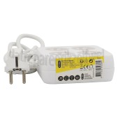 Foto van Q-Link Tafelcontactdoos 3x 1.5mm2 1.5 Meter Wit, Vierkant 4 Voudig Randaarde 