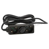 Foto van Q-Link Tafelcontactdoos 3x 1.5mm2 3 Meter Zwart 3 Voudig Randaarde 