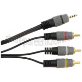 Foto van Jack - Tulp Kabel Composiet, Jack 3.5mm 4P Stereo Male - 3x Tulp RCA Male 1.5 Meter 