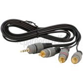 Foto van Jack - Tulp Kabel Composiet, Jack 3.5mm 4P Stereo Male - 3x Tulp RCA Male 1.5 Meter 