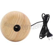 Foto van Calex Lamphouder Tafelarmatuur Rond Hout E27, 1,8m snoer 