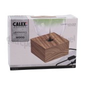 Foto van Calex Lamphouder Tafelarmatuur Vierkant Hout E27, 1,8m snoer 