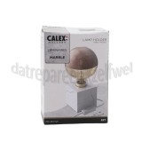 Foto van Calex Lamphouder Tafelarmatuur Vierkant Marmer Wit E27, 1,8m snoer 