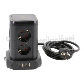 Foto van Brennenstuhl Tafelcontactdoos Socket Tower 2 meter 8-voudig, max. 3500W, 4x USB-A 