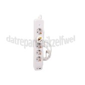 Foto van Q-Link Tafelcontactdoos 3x 1.5mm2 1.5 meter 1x USB-A, 1x USB-C, Wit 5 voudig met randaarde en schakelaar 