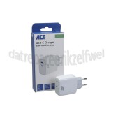Foto van ACT USB Oplader USB-C Lader 2-Poorts Power Delivery PPS en GaNFast Universeel gebruik, 65W, Apple, Android 