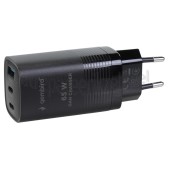 Foto van Gembird USB power adapter USB-C Combo Snellader, 65W USB-C, USB-A, 3 Poorten, PowerDelivery 