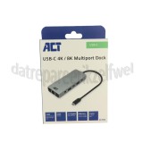 Foto van ACT Hub USB-C 4K / 8K 60Hz Dockingstation 1 HDMI monitor, USB-C, USB-A, 3,5mm, 2,5 Gb Ethernet 
