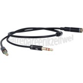 Foto van Verloopkabel 4-pins audio cross-over, 15 cm 2x Jack 3,5mm male naar Jack 3,5 mm female 