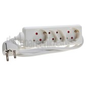 Foto van Exin Tafelcontactdoos 3x1mm2 2300W 10A RA wit 1,5M 4v, 2 RA + 2 Eurostekker tafelcontactdoos 