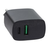 Foto van Musthavz USB Oplader 20W, zwart USB-A en USB-C, Universeel gebruik 