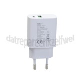 Foto van Musthavz USB Oplader 20W, wit USB-A en USB-C, Universeel gebruik 