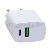 Foto van Musthavz USB Oplader 20W, wit USB-A en USB-C, Universeel gebruik 