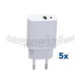 Foto van Musthavz USB Oplader 20W, wit USB-A en USB-C, Universeel gebruik 