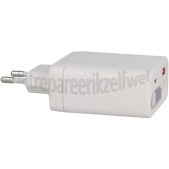 Foto van Musthavz Oplader PD Oplader met 2 Poorten, Inklapbare Kabel, Wit USB-C kabel, 65W, Fast Charging 