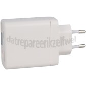 Foto van Musthavz Oplader PD Oplader met 2 Poorten, Inklapbare Kabel, Wit USB-C kabel, 65W, Fast Charging 
