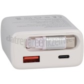 Foto van Musthavz Oplader PD Oplader met 2 Poorten, Inklapbare Kabel, Wit USB-C kabel, 65W, Fast Charging 