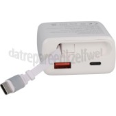 Foto van Musthavz Oplader PD Oplader met 2 Poorten, Inklapbare Kabel, Wit USB-C kabel, 65W, Fast Charging 