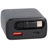 Foto van Musthavz Oplader PD Oplader met 2 Poorten, Inklapbare Kabel, Zwart USB-C kabel, 65W, Fast Charging 