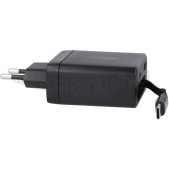 Foto van Musthavz Oplader PD Oplader met 2 Poorten, Inklapbare Kabel, Zwart USB-C kabel, 65W, Fast Charging 