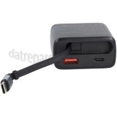 Foto van Musthavz Oplader PD Oplader met 2 Poorten, Inklapbare Kabel, Zwart USB-C kabel, 65W, Fast Charging 