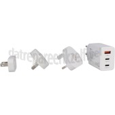 Foto van Musthavz Oplader Wereld Reislader PD 65W, Wit 2x USB-C, 1x USB-A, EU, UK, USA, AU 