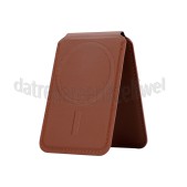 Foto van Musthavz Kaarthouder Vegan Leather Wallet, met Standaard, Bruin MagSafe, 3 Bankpassen 