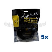Foto van HDMI Kabel HDMI A Male - HDMI A Male 10 Meter, High Speed met Ethernet, Verguld 