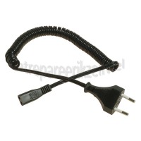 Foto van Snoer 2.5A 230V spiraal zwart 1,8M Aansluitkabel voor scheerapparaat braun, philips etc 